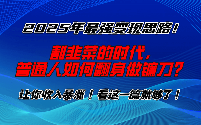 2025最强变现思路曝光：别再当韭菜，普通人也能翻身做“镰刀”！_3YZ资源网
