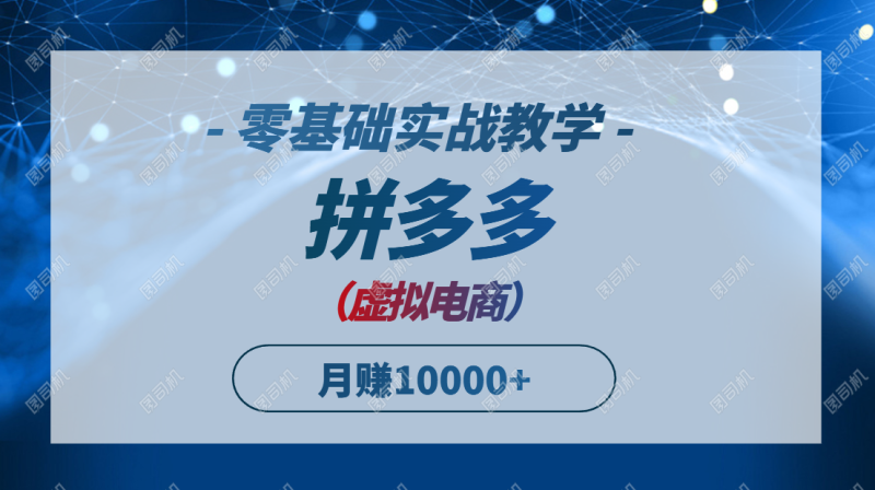 拼多多虚拟电商 零基础实战教学 快速打爆商品 新手也能月入10000+_3YZ资源网