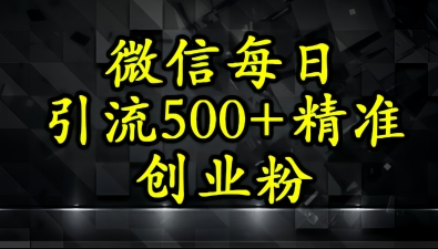 怎么打创业粉 微信小绿书日引流500+精准创业粉实战手册_3YZ资源网